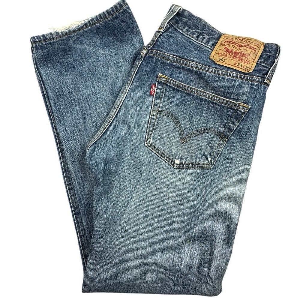 Levi's Jeans Distressed Button Fly 100% Cotton Denim W34 L32